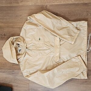 Lacoste Izod Vintage Packable Windbreaker 1/4 Zip Belt Bag Men's Tan size Medium